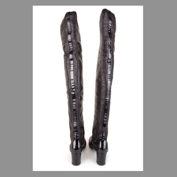 CHANEL Black Leather Stretch Spirit Over The Knee - Picture 6 of 7
